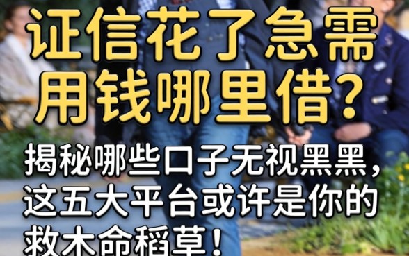 征信花了急需用钱哪里借？揭秘哪些口子无视黑户，这五大平台或许是你的救命稻草！