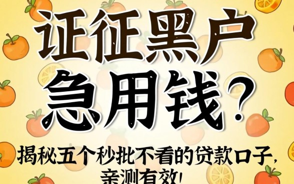 征信黑户急用钱?揭秘五个秒批不看的贷款口子,亲测有效!