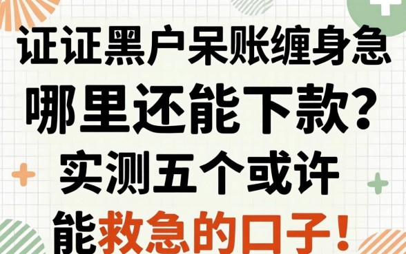 征信黑户呆账缠身急用钱，哪里还能下款？实测五个或许能救急的口子！