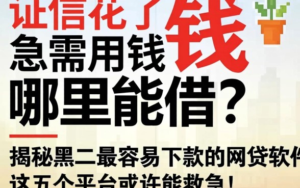 征信花了急需用钱哪里能借？揭秘黑户最容易下款的网贷软件，这五个平台或许能救急！