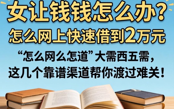 急需用钱怎么办？怎么网上快速借到2万元？这几个靠谱渠道帮你渡过难关！