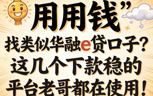急用钱找类似华融e贷的口子?这几个下款稳的平台老哥都在用!