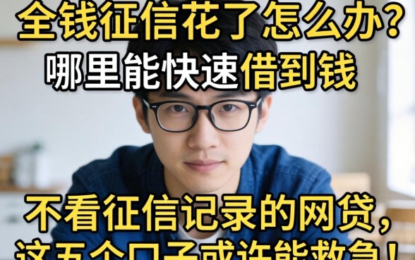 急需用钱征信花了怎么办？哪里能快速借到钱不看征信记录的网贷，这五个口子或许能救急！