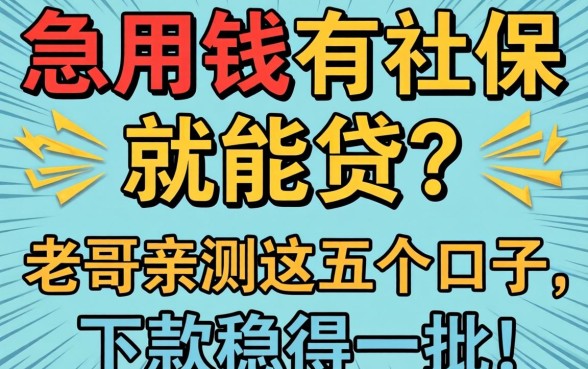 急用钱有社保就能贷？老哥亲测这五个口子，下款稳得一批！