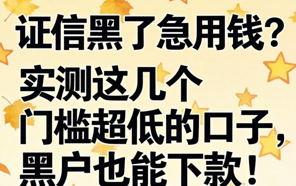 征信黑了急用钱？实测这几个门槛超低的口子，黑户也能下款！