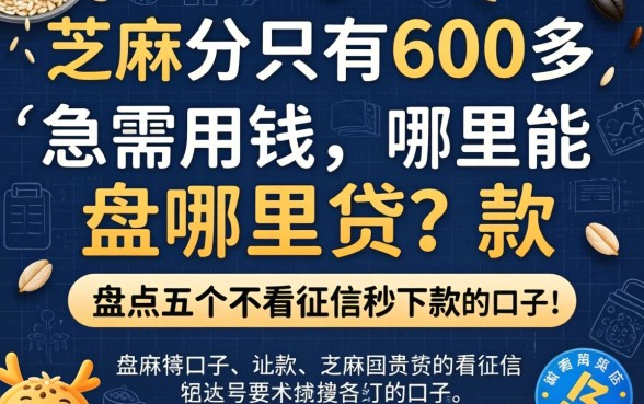芝麻分只有600多，急需用钱哪里能贷？盘点五个不看征信秒下款的口子！