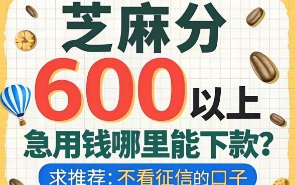 芝麻分600以上,急用钱哪里能下款?求推荐不看征信的口子!