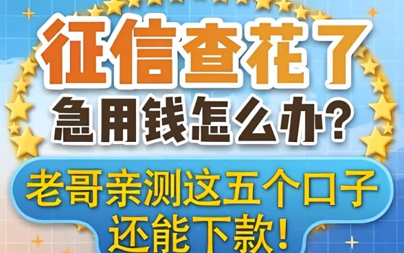 征信查花了急用钱怎么办？老哥亲测这五个口子还能下款！