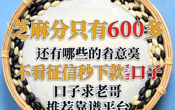 芝麻分只有600多，还有哪些不看征信秒下款的口子？求老哥推荐靠谱平台！