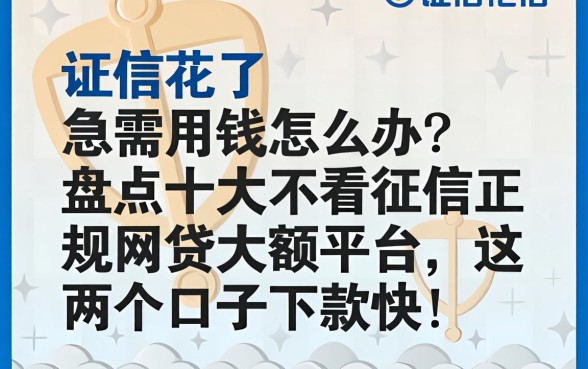 征信花了急需用钱怎么办?盘点十大不看征信正规网贷大额平台,这几个口子下款快!