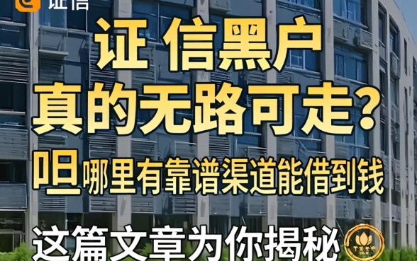 征信黑户真的无路可走吗?哪里有靠谱渠道能借到钱?这篇文章为你揭秘
