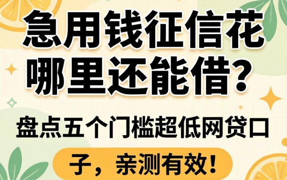 急用钱征信花哪里还能借？盘点五个门槛超低的网贷口子，亲测有效！