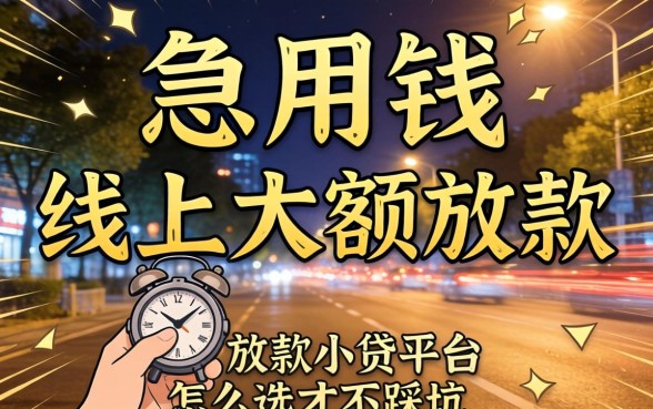半夜急用钱？线上大额放款小贷平台怎么选才不踩坑