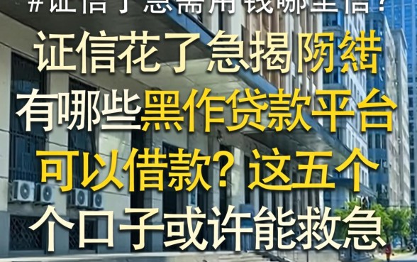 征信花了急需用钱哪里借?揭秘有哪些黑户贷款平台可以借款,这五个口子或许能救急