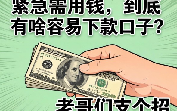 手里紧急需用钱,到底有啥容易下款的口子?老哥们支个招!