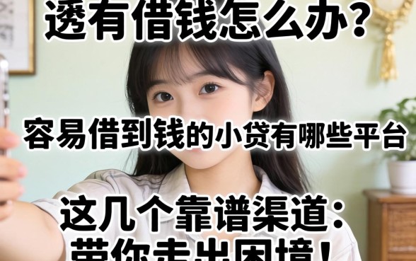 急需用钱怎么办？容易借到钱的小贷有哪些平台？这几个靠谱渠道带你走出困境