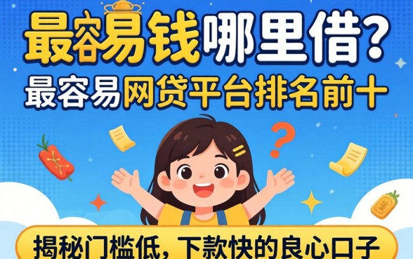 急需用钱哪里借?最容易的网贷平台排名前十有哪些?揭秘门槛低、下款快的良心口子