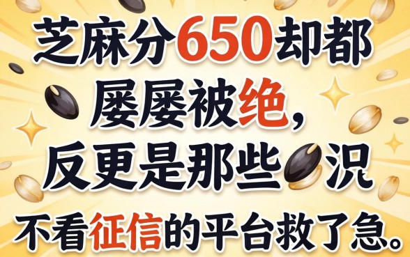 我芝麻分650却屡屡被拒，反倒是那些不看征信的平台救了急