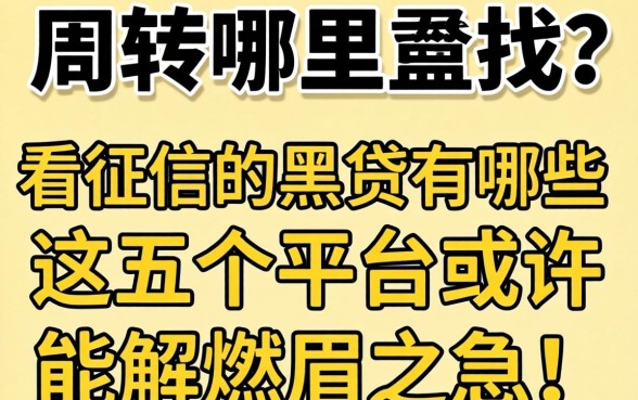 急需周转哪里找?不看征信的黑贷有哪些,这五个平台或许能解燃眉之急!