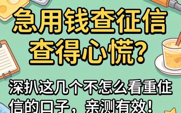 急用钱查征信查得心慌？深扒这几个不怎么看重征信的口子，亲测有效！