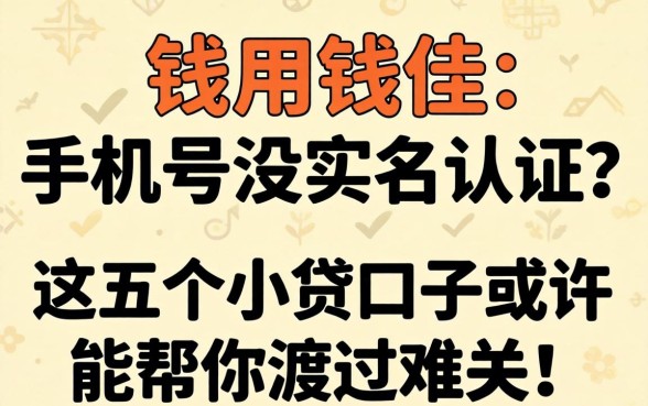 急用钱但手机号没实名认证?这五个小贷口子或许能帮你渡过难关!