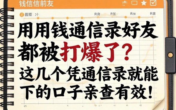 急用钱通讯录好友都被打爆了？这几个凭通讯录就能下的口子亲测有效！