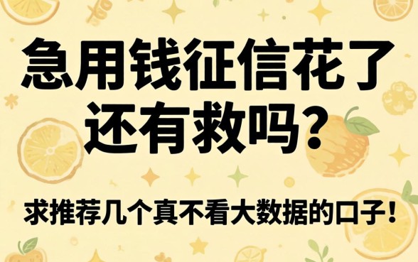 急用钱征信花了还有救吗？求推荐几个真不看大数据的口子！