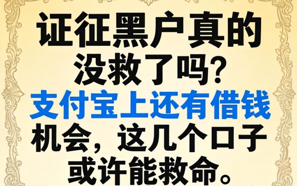 征信黑户真的没救了吗?支付宝上还有借钱机会吗?这几个口子或许能救命