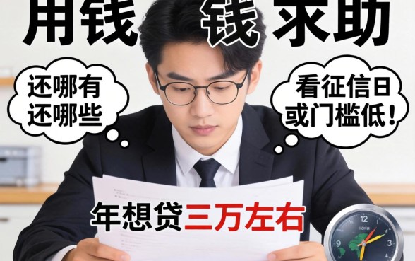 急用钱求助！2026年想贷三万左右还有哪些不看征信或者门槛低的口子？