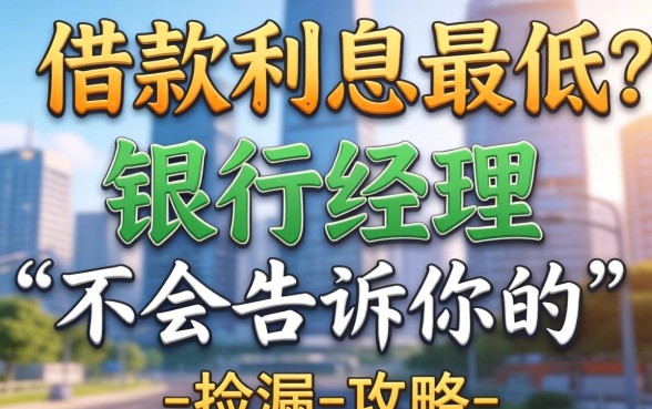 哪儿借款利息最低?银行经理不会告诉你的-捡漏-攻略