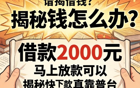急需用钱怎么办？借款2000元马上放款可以吗？揭秘快速下款真相与靠谱平台推荐