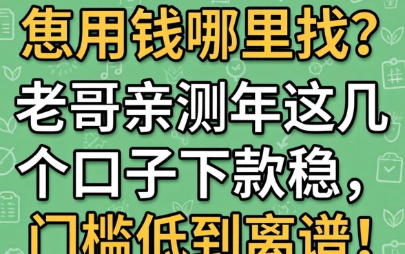 急用钱哪里找?老哥亲测2026年这几个口子下款稳,门槛低到离谱!