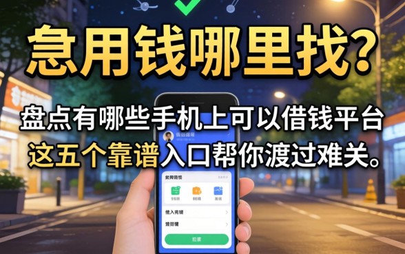 深夜急用钱哪里找？盘点有哪些手机上可以借钱的平台，这五个靠谱入口帮你渡过难关