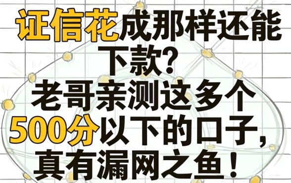征信花成那样还能下款？老哥亲测这几个500分以下的口子，真有漏网之鱼！
