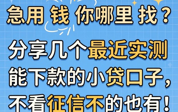 急用钱哪里找？分享几个最近实测能下款的小贷口子，不看征信的也有！