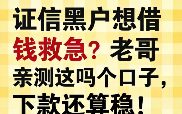 征信黑户想借钱救急？老哥亲测这几个口子，下款还算稳！