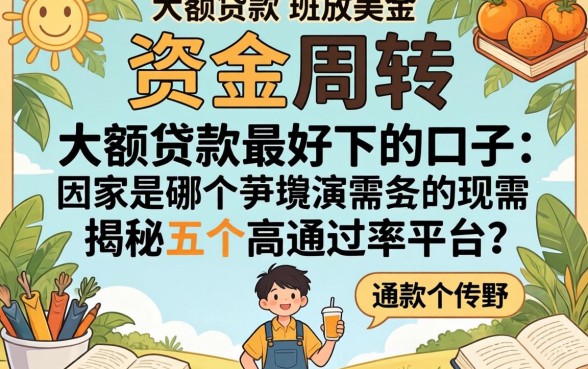 急需资金周转?大额贷款最好下的口子是哪个?揭秘五个高通过率平台