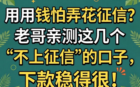 急用钱怕弄花征信？老哥亲测这几个“不上征信”的口子，下款稳得很！