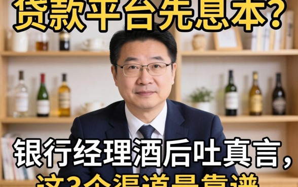 什么贷款平台先息后本？银行经理酒后吐真言，这3个渠道最靠谱