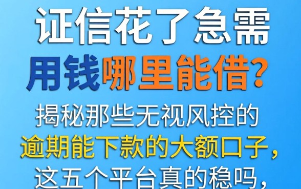 征信花了急需用钱哪里能借？揭秘那些无视风控的逾期能下款的大额口子，这五个平台真的稳吗？