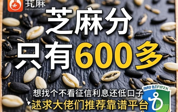 芝麻分只有600多,想找个不看征信利息还低的口子,求大佬们推荐靠谱平台!