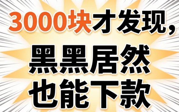 我借了3000块才发现，黑户居然也能下款