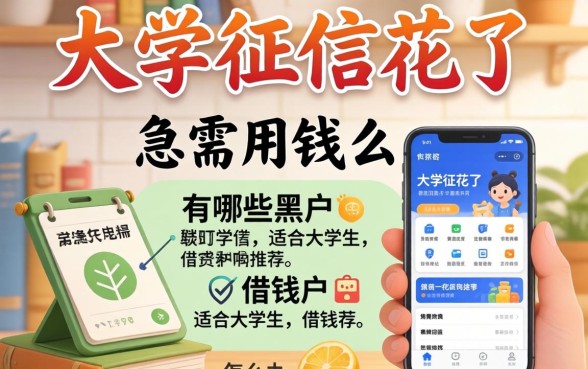 大学生征信花了急需用钱怎么办?有哪些黑户适合大学生的借钱软件推荐?