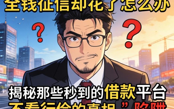 急需用钱征信却花了怎么办？揭秘那些秒到的借款平台不看征信的真相与陷阱