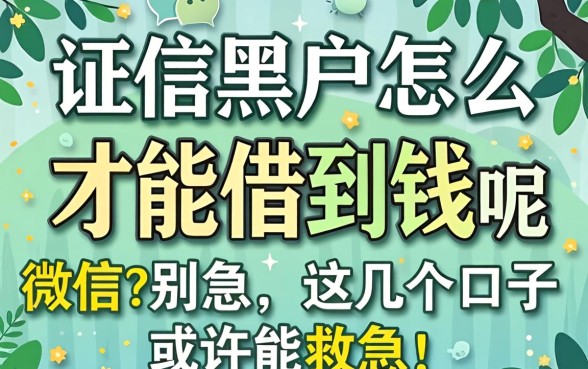 征信黑户怎么才能借到钱呢微信？别急，这几个口子或许能救急！
