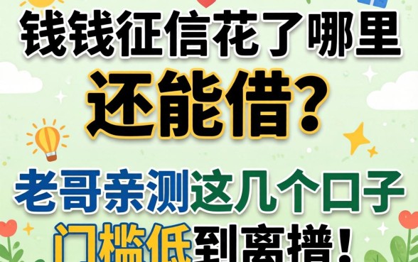 急需用钱征信花了哪里还能借？老哥亲测这几个口子门槛低到离谱！