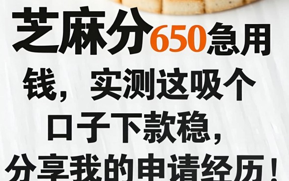 芝麻分650急用钱，实测这几个口子下款稳，分享我的申请经历！
