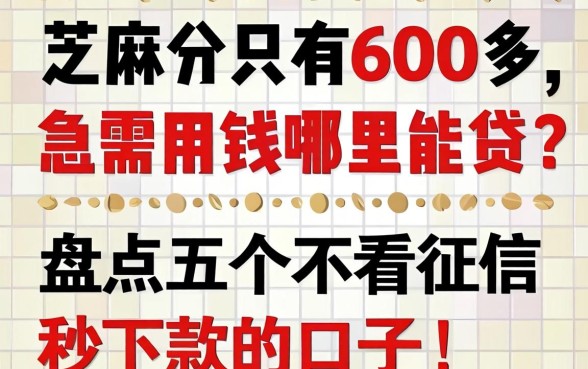 芝麻分只有600多，急需用钱哪里能贷？盘点五个不看征信秒下款的口子！