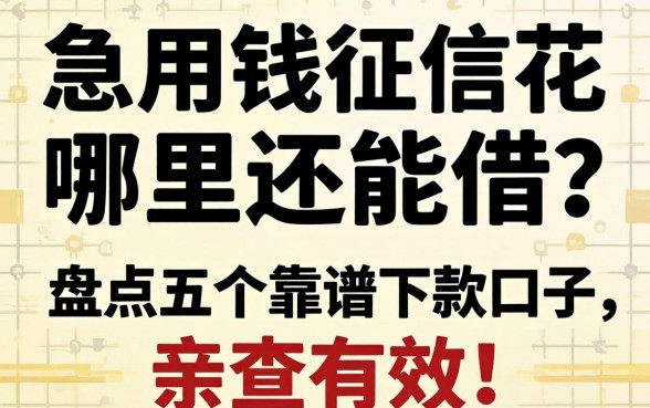 急用钱征信花哪里还能借?盘点五个靠谱下款口子,亲测有效!