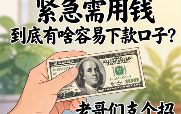 手里紧急需用钱,到底有啥容易下款的口子?老哥们支个招!